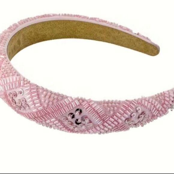 DIAMOND PATTERN PINK JEWELED rhinestone sequin headband main image 8